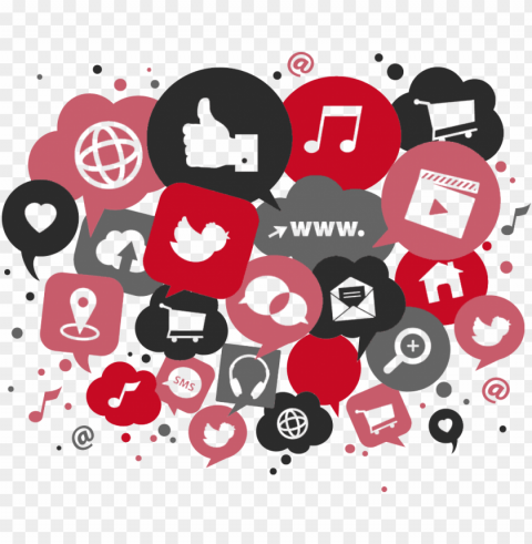 ro e solutions offers you social media consultancy - social media red Isolated Character on Transparent PNG