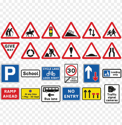road and traffic signs - signs and symbols with names HighQuality Transparent PNG Isolated Artwork