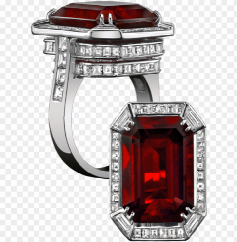 Robert Procop 11ct Ruby and Diamond Sterling Jewelry Silver Ring Transparent PNG Isolated Illustrative Element