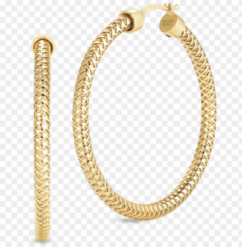roberto coin small hoop earrings roberto coin small - roberto coin primavera yellow gold mesh hoop earrings PNG isolated