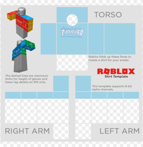 roblox thrasher shirt template PNG pictures with alpha transparency