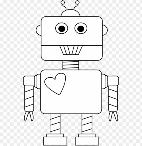 robot clipart heart - robot black and white PNG photo
