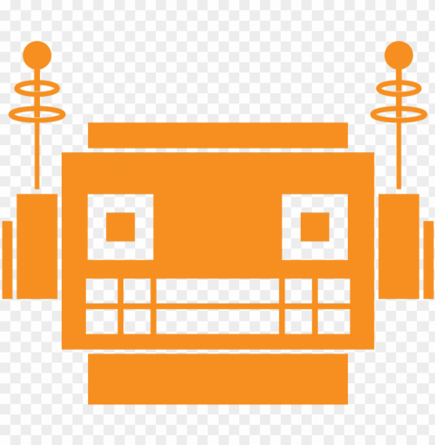 robot head orange Transparent Background Isolated PNG Art