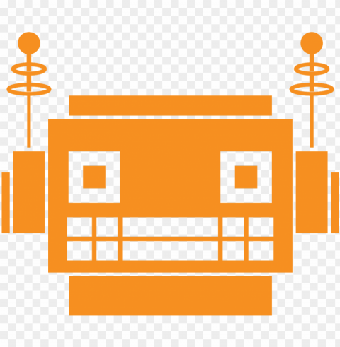 Robot Head Orange Transparent Background Isolated PNG Art