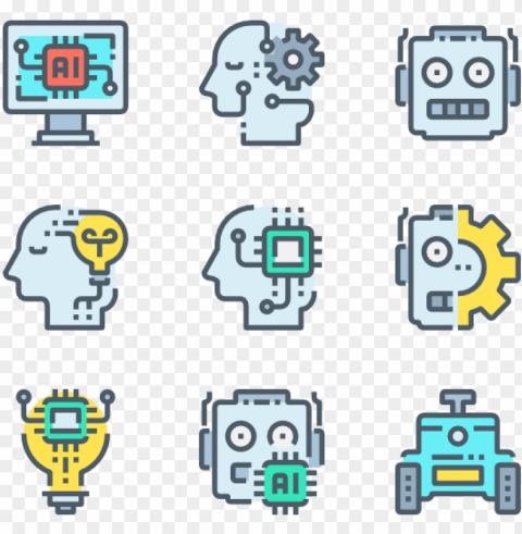 robot icon packs - lineal color ico PNG files with transparent canvas extensive assortment