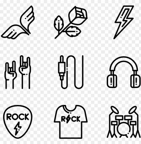 rock & roll 40 icons - hip hop icon Isolated Artwork on Transparent PNG