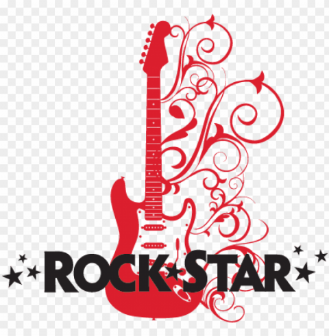rock star with embellished guitar wall decal - rockstar guitar Transparent Cutout PNG Isolated Element PNG transparent with Clear Background ID cd9da002