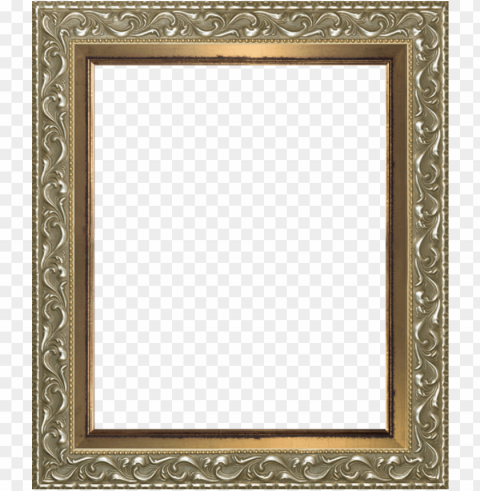 rococo silver and burnished gold custom stacked frame - régies képkeretek Clear background PNGs