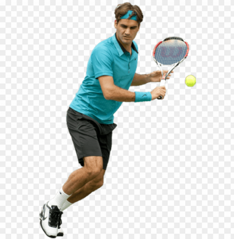 roger federer playing - tennis player no Transparent Background Isolated PNG Design Element