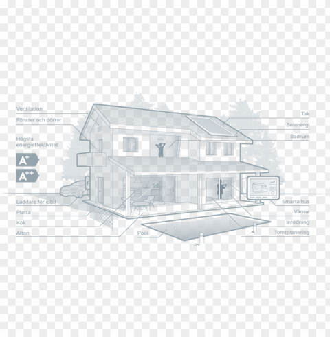 rojekto iliustracija - sketch of a smart house PNG Image with Isolated Element