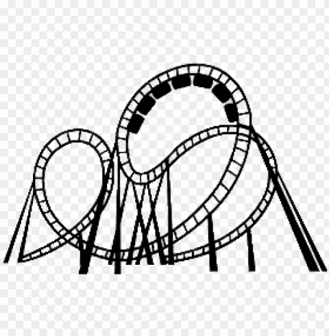 rollercoaster black and white Clean Background Isolated PNG Art