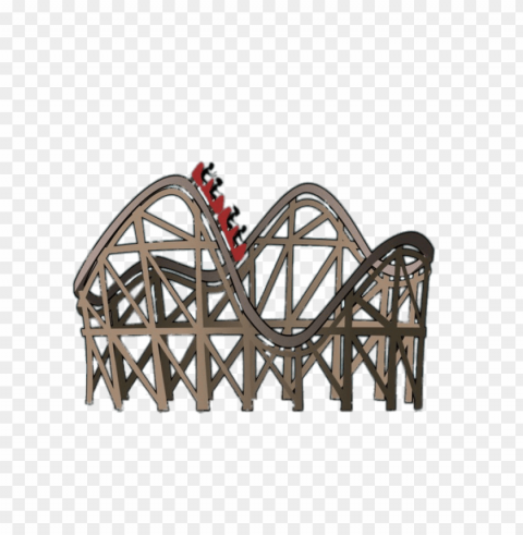 rollercoaster with red cars Clean Background Isolated PNG Design