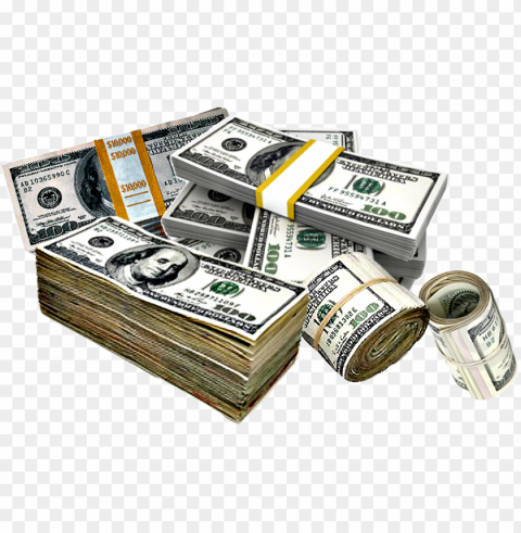 rolls and stacks of money - stacks of money Isolated Item on HighQuality PNG