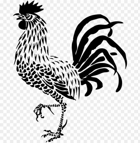 rooster poultry bird animal proud calling crow - rooster art black and white PNG graphics for free PNG transparent with Clear Background ID 5be5b77c