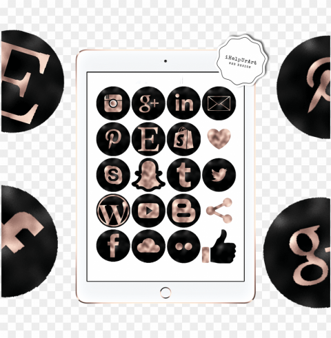 rose gold and black social media icons example - cupcake Isolated PNG Image with Transparent Background