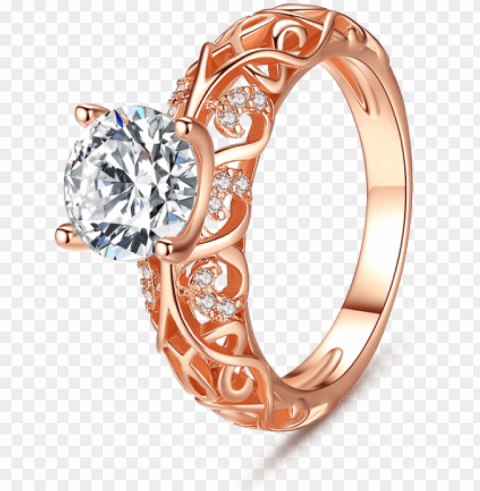 rose gold engagement ring gemstone PNG Image with Transparent Isolated Design