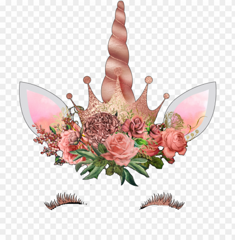 rose gold ready to press transfer - unicorn face PNG Image Isolated with HighQuality Clarity