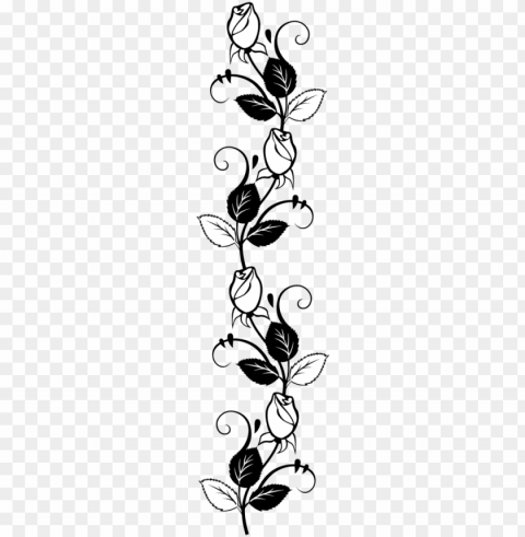 rose stencil silhouette drawing free frame - roses on vine silhouette PNG transparent pictures for editing