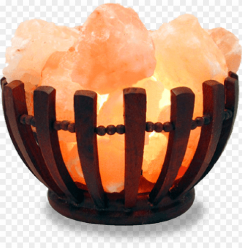 rose wooden flower shape basket - hand carved salt lamps Isolated Icon on Transparent Background PNG