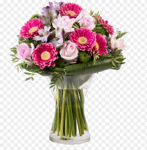 roses and gerberas - flower bouquet PNG images with clear cutout