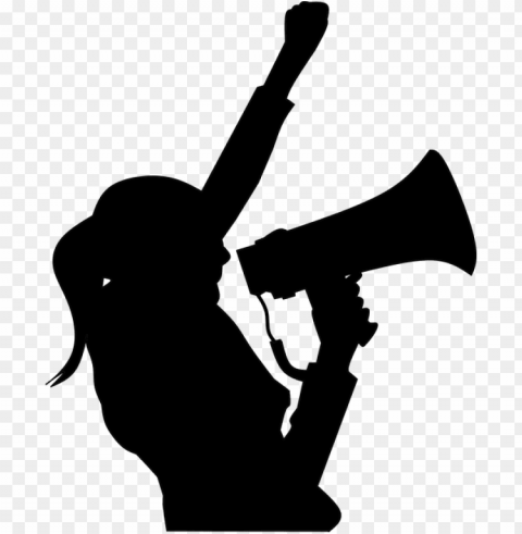 rotesting megaphone hand woman yelling silhouette - woman yelling silhouette Isolated Character in Transparent PNG Format