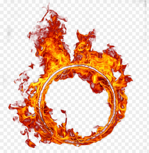 round circle surrounded fire flame outline frame High-quality PNG images with transparency