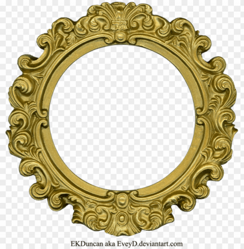Round Gold Frame Transparent Background PNG Isolated Item