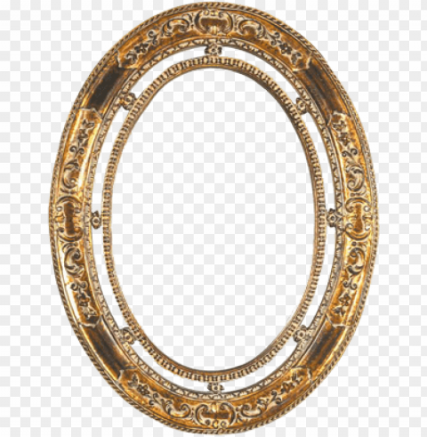 round gold frame Transparent background PNG stock