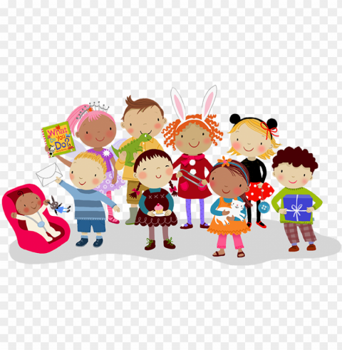 roup of children illustrated by mandy stanley - thank you notes for childre Transparent Background PNG Isolated Art