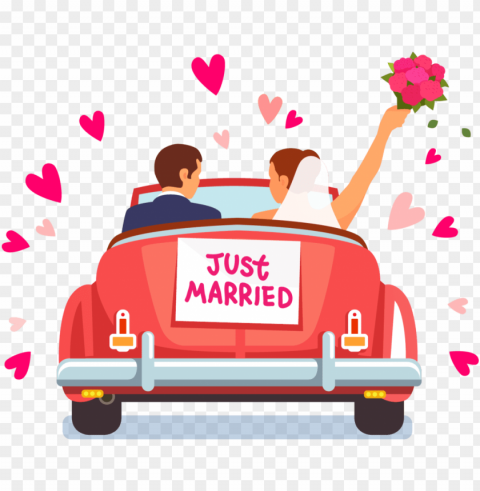 royalty- art marriage - just married car clipart Free download PNG images with alpha channel
