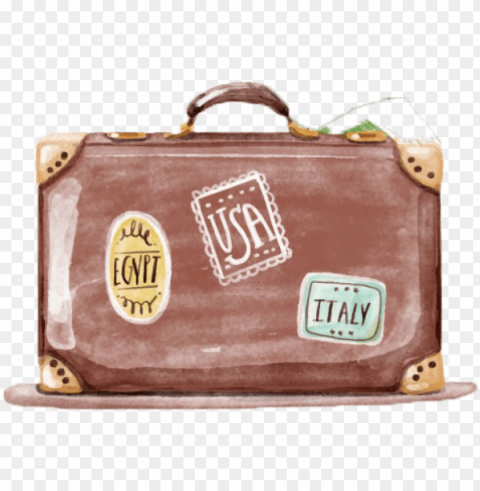 royalty free download luggage drawing watercolor - watercolor suitcase PNG images with alpha transparency layer