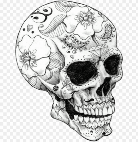 royalty free draw tattoo blackandwhite mexicanskull - sugar skull drawings PNG images with alpha mask