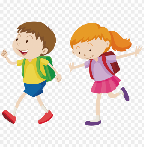 royalty-free walking boy clip art - cartoon kids walki Transparent PNG Object with Isolation