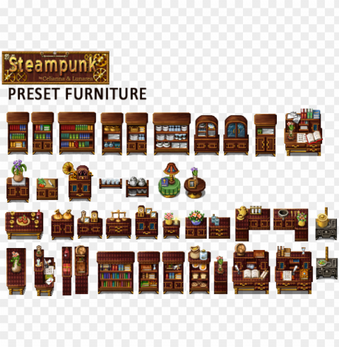 rpg maker steampunk tileset PNG files with transparent elements wide collection