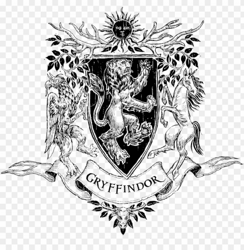 ryffindor crest - black and white gryffindor symbol transparent Clear Background PNG Isolated Graphic