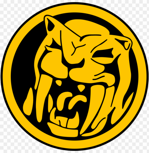 sabretooth tiger power coin - yellow power ranger symbol Isolated Artwork on Transparent Background PNG