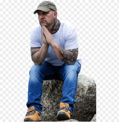 sad man sitting alone Clear Background PNG Isolation