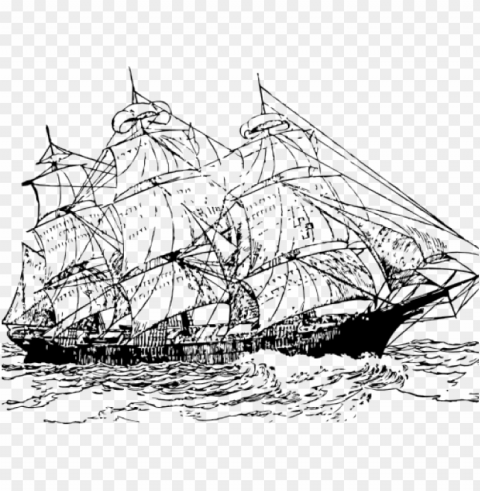 sailing ship draw Clear Background PNG Isolated Graphic Design