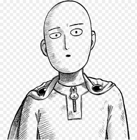 saitama serious face - one punch man drawing easy Isolated Artwork in HighResolution Transparent PNG