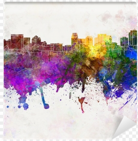 salt lake city skyline in watercolor wall - salt lake city skyline in watercolor Clear Background PNG Isolated Design Element