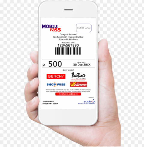 sample mobile pass as seen via e-mail - sodexo mobile pass code Clean Background Isolated PNG Design