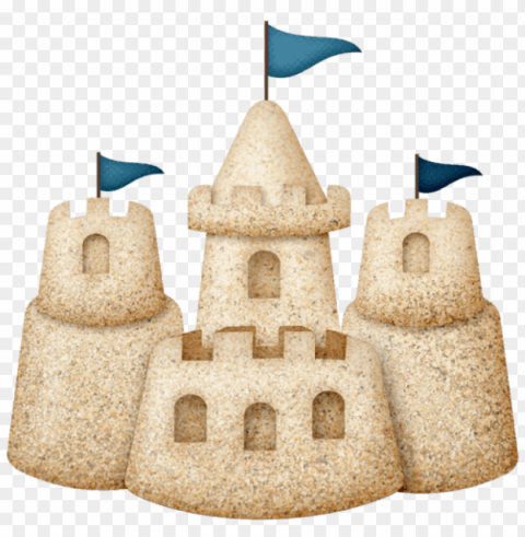 sand castle with blue flags PNG graphics with transparency