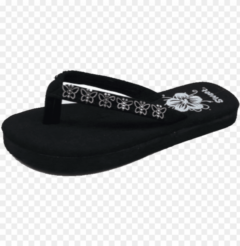 sandals girls butterfly flip-flop sandal black - flip-flops Transparent PNG Isolated Graphic Design