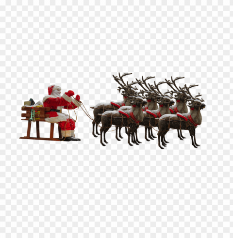 santa claus and 6 reindeer PNG images with transparent elements pack