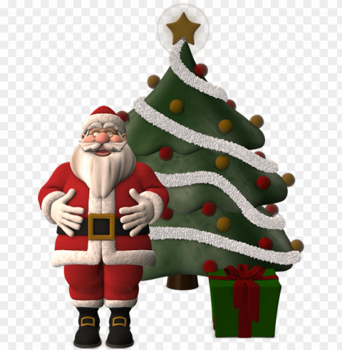 santa claus christmas tree Clean Background Isolated PNG Illustration