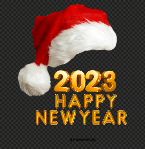 santa hat with new year 2023 gold PNG Isolated Object with Clarity