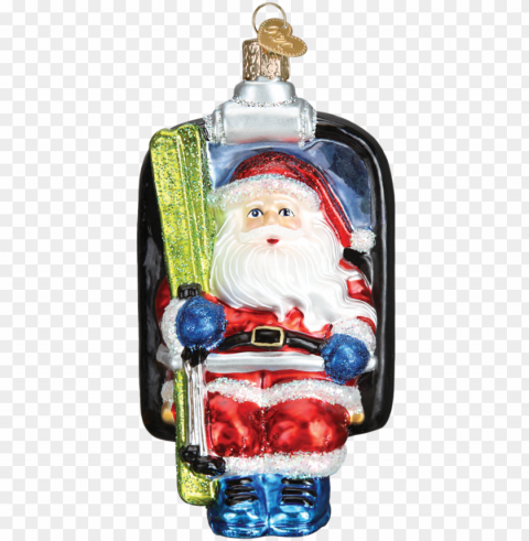 santa on ski lift ornament PNG Isolated Design Element with Clarity