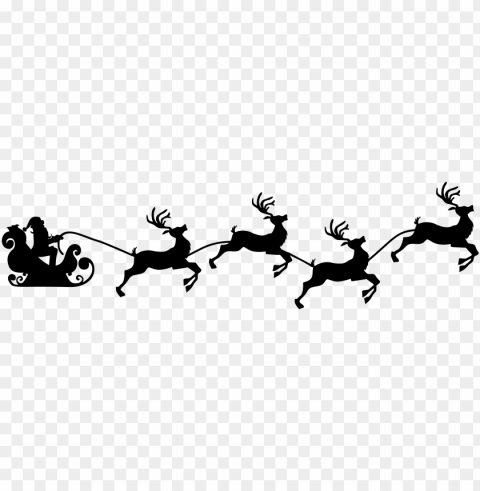 santa sleigh reindeer - santa sleigh silhouette Clear Background PNG Isolated Illustration