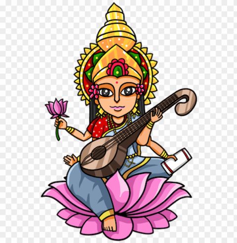 saraswati drawing cartoon banner free download - cartoo Isolated Element in Clear Transparent PNG