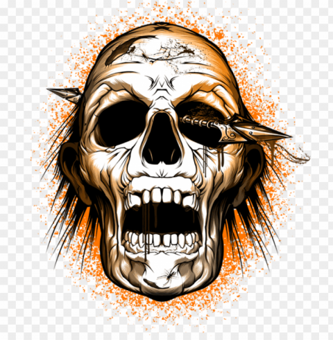 scary skull clip black and white library - walking dead skull PNG images with alpha transparency bulk